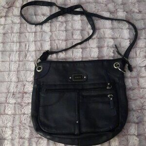 Rosetti Black Pebble Faux Leather Adjustable Strap Hobo Crossbody Handbag